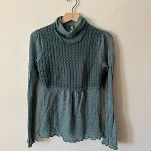 Moth Teal Cowl Neck Sweater